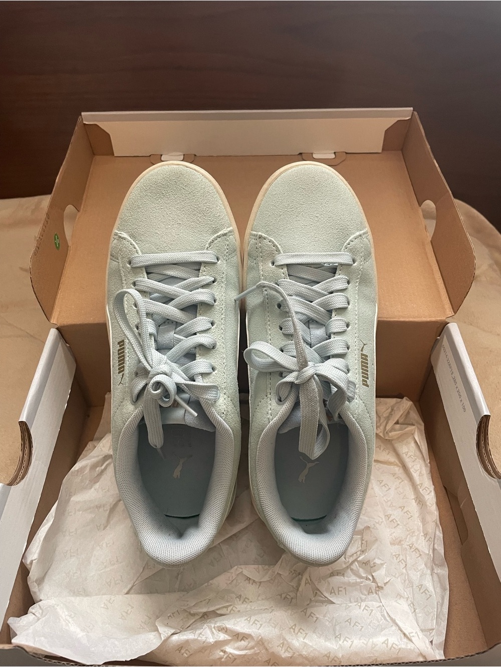 Puma Women’s Light Blue Suede Low-Top Sneakers